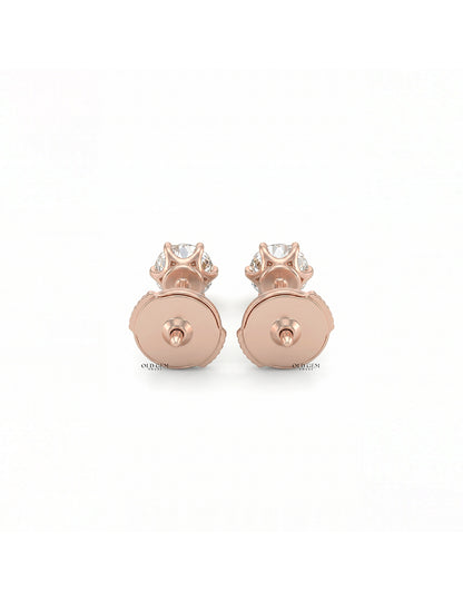 Old European Round Cut Stud Earrings Earrings
