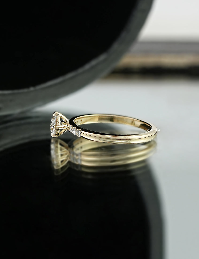 Old European Round Lab Accent Solitaire Ring