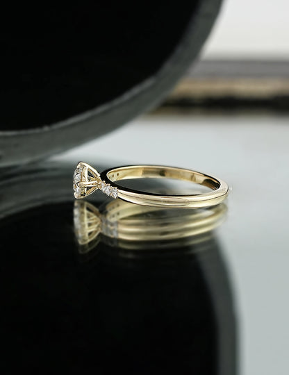 Old European Round Lab Accent Solitaire Ring