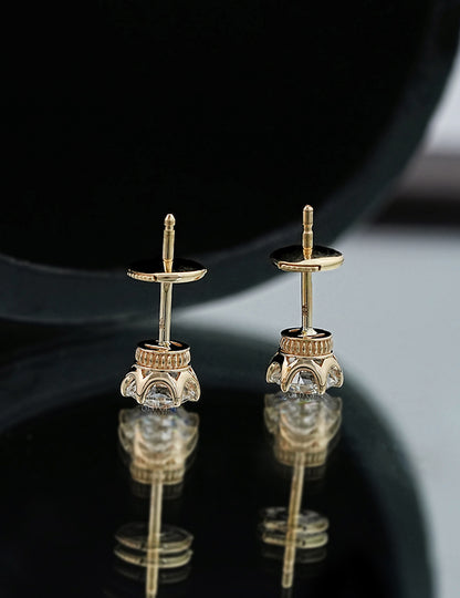 Old European Round Cut Stud Earrings