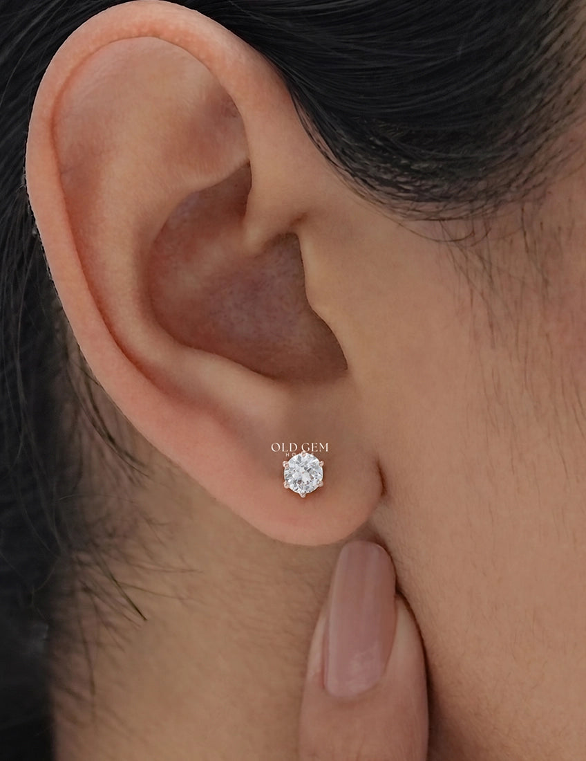 Old European Round Cut Stud Earrings Earrings