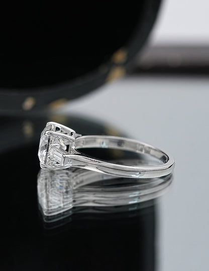 Old Mine Cushion Lab Diamond Trilogy Ring Engagement Ring