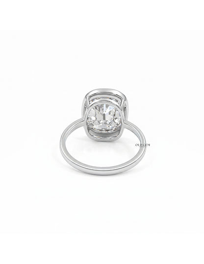 Mid Century Old Mine Cushion Bezel Set Engagement Ring Engagement Ring