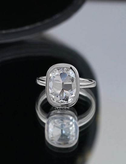 Old Mine Cushion Bezel Ring Engagement Ring