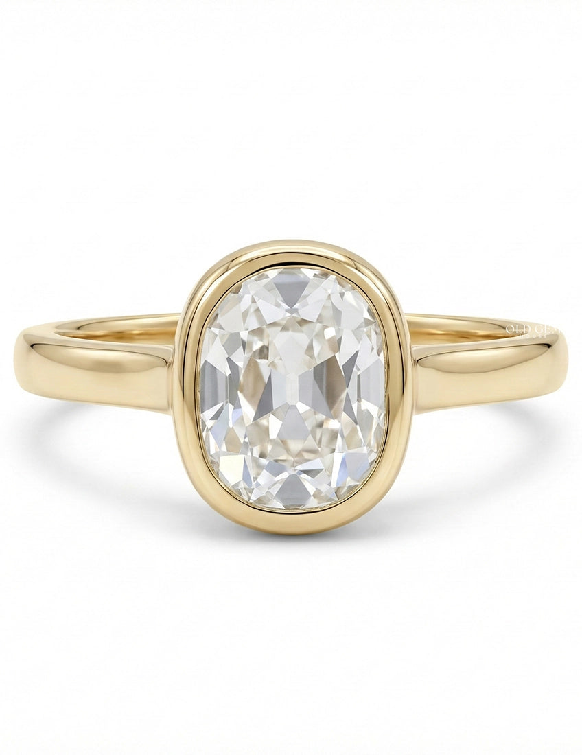 Old Mine Cushion Bezel Solitaire Ring Engagement Ring
