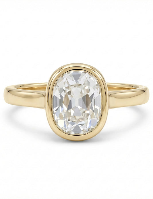 Old Mine Cushion Bezel Solitaire Ring Engagement Ring