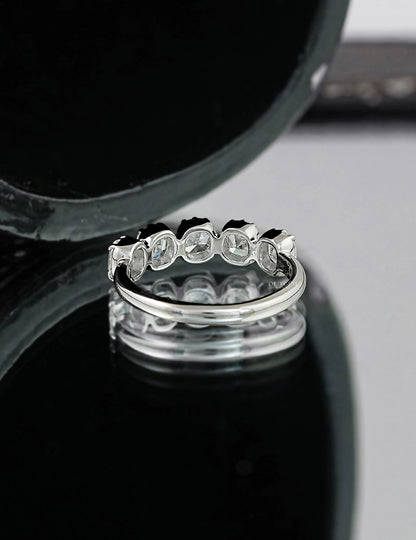 Old Mine Cushion Diamond Five Stone Wedding Band