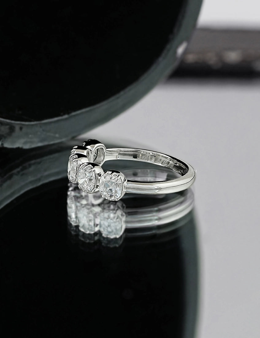 Old Mine Cushion Diamond Five Stone Wedding Band