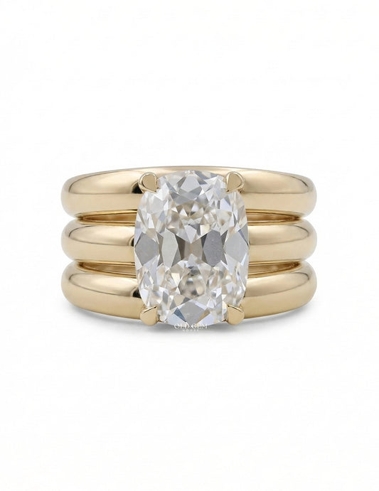 Old Mine Cushion Lab Diamond Wedding Band Wedding Band