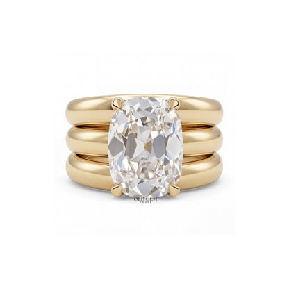 Georgian Old Mine Cushion Diamond Wide Wedding Band Wedding Band