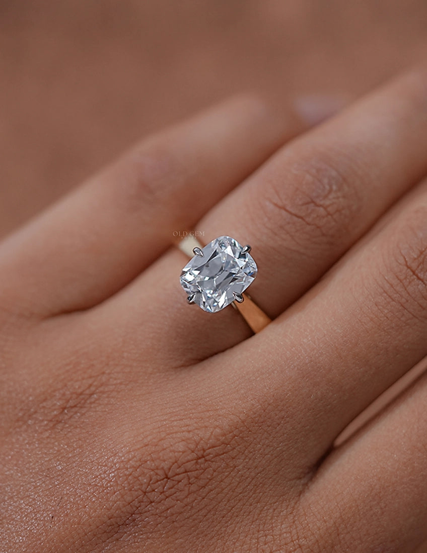 Old Mine Cushion Ring Engagement Ring
