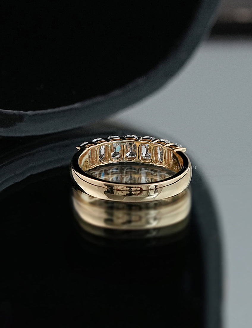 Old Mine Cushion Half Eternity Band