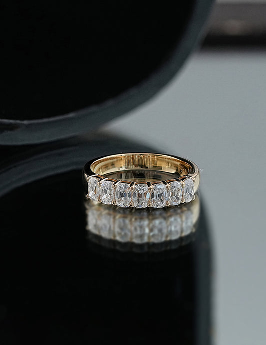 Old Mine Cushion Half Eternity Band