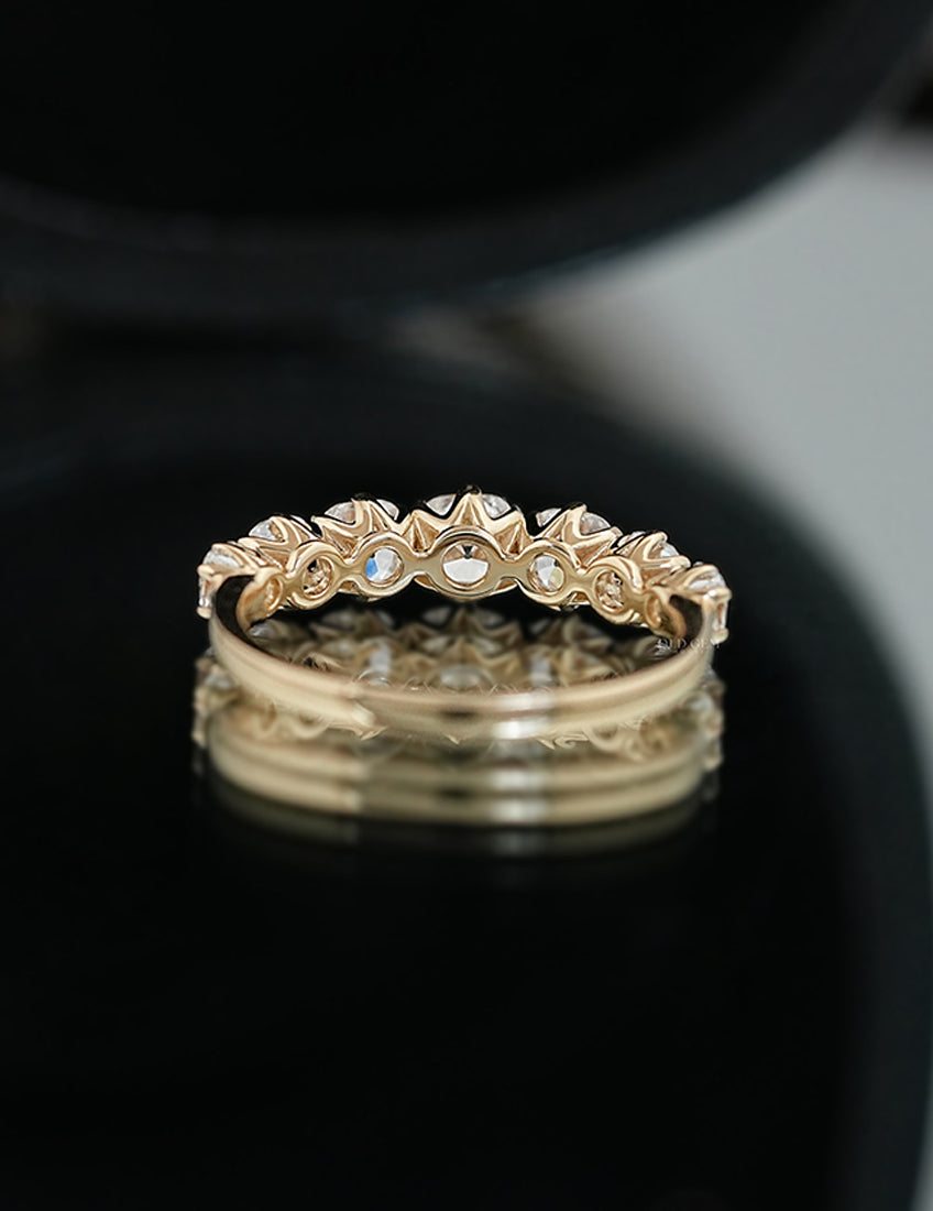 Old Mine Cut Half Eternity Band Wedding Band