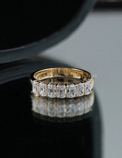 Old Mine Cushion Half Eternity Band Wedding Band