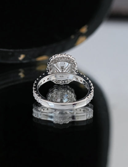 Old Mine Cut Halo Ring Engagement Ring
