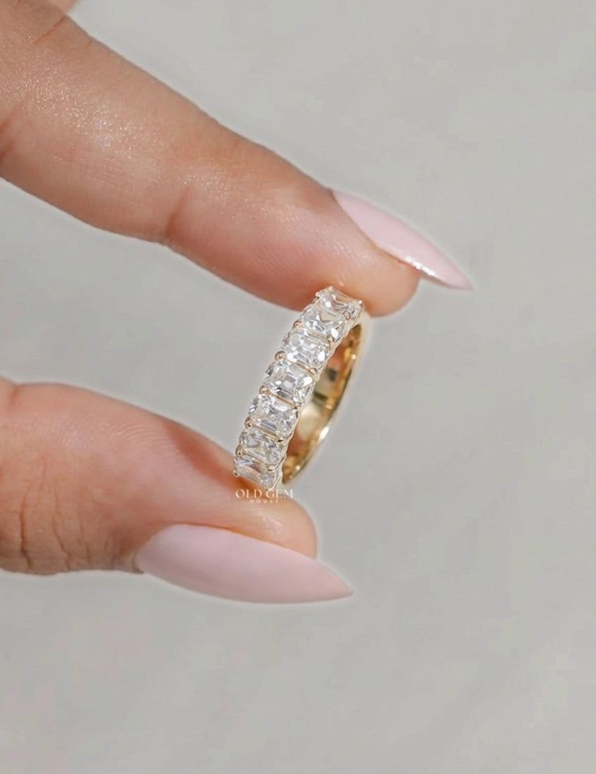 Old Mine Cushion Half Eternity Band