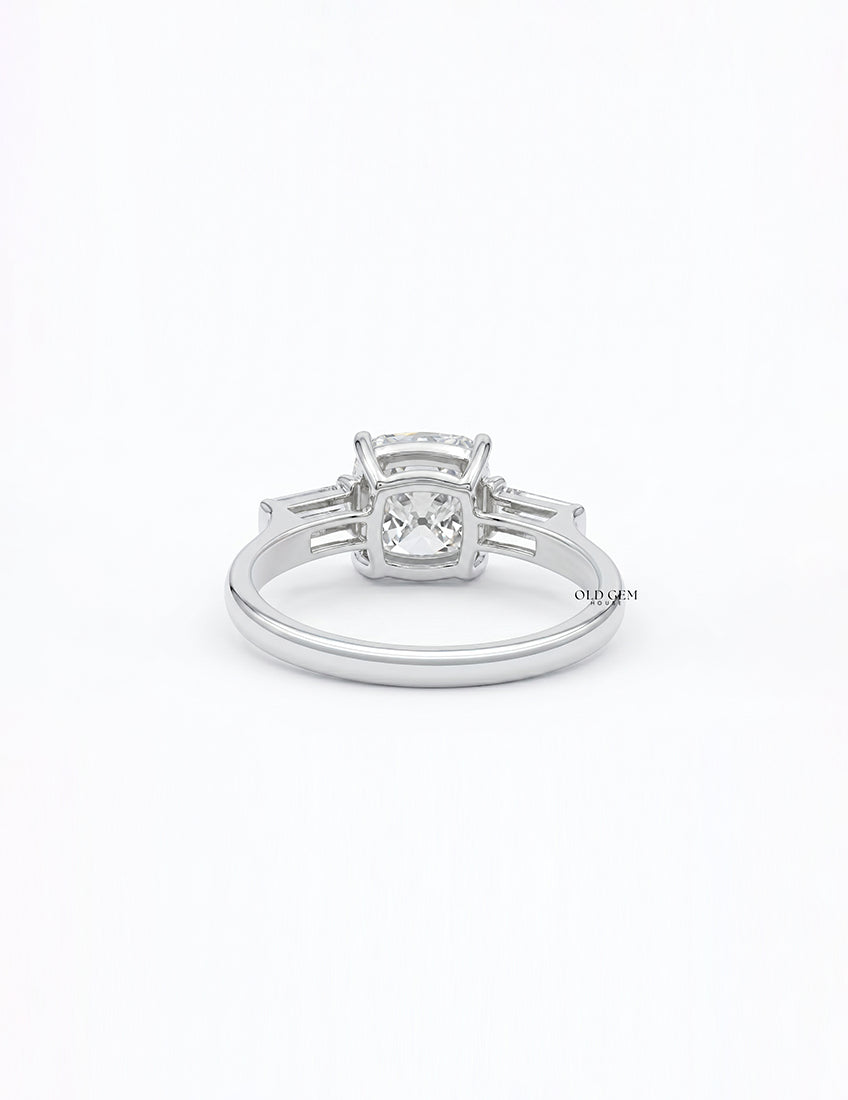 Art Deco Old Mine Cut Three Stone Engagement Ring Engagement Ring