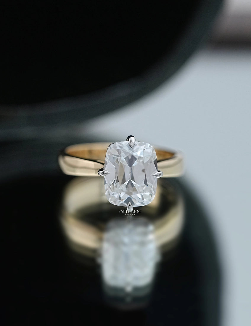 Old Mine Cushion Ring Engagement Ring