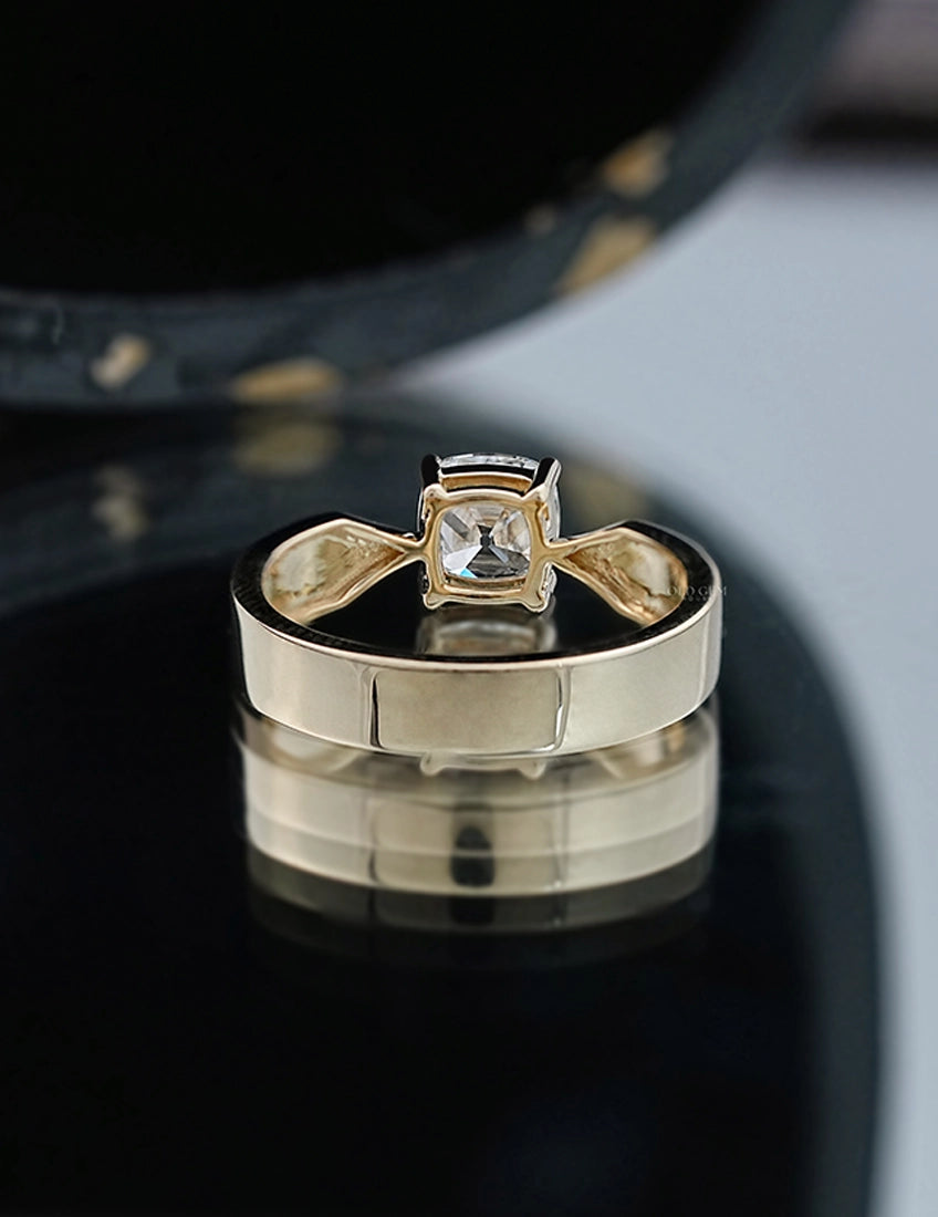 1 CT Vintage Allure Cushion Solo Diamond Ring For Him Men's Jewelry