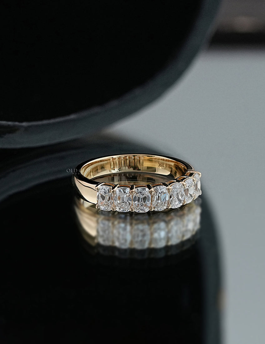 Old Mine Cushion Half Eternity Band