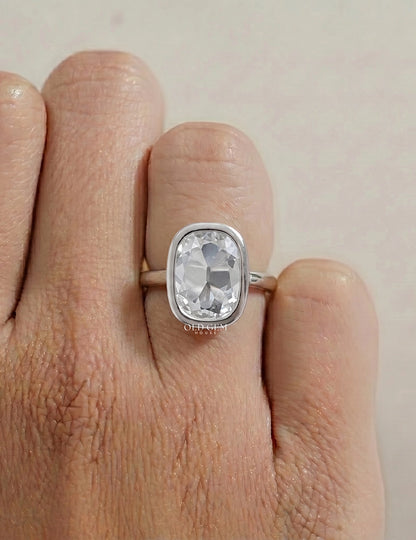 Mid Century Old Mine Cushion Bezel Set Engagement Ring Engagement Ring