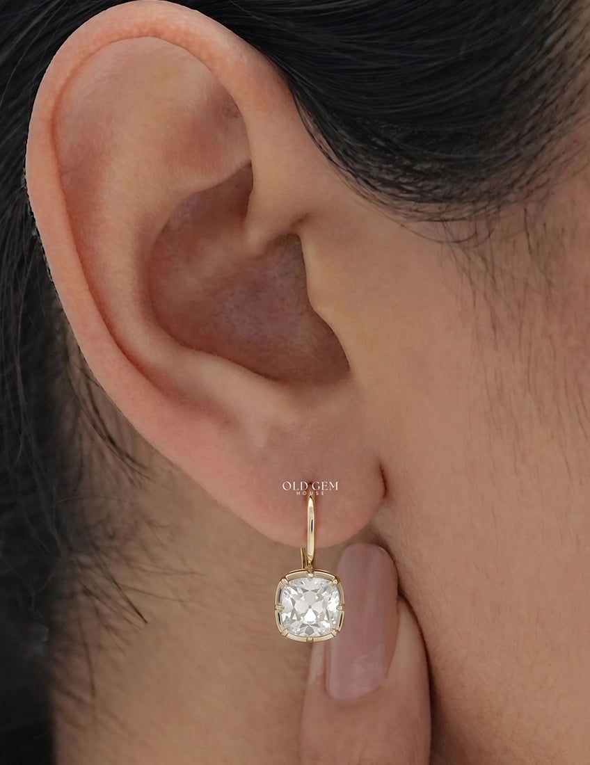 Old Mine Cut Bezel Set Dangle Earrings Earrings