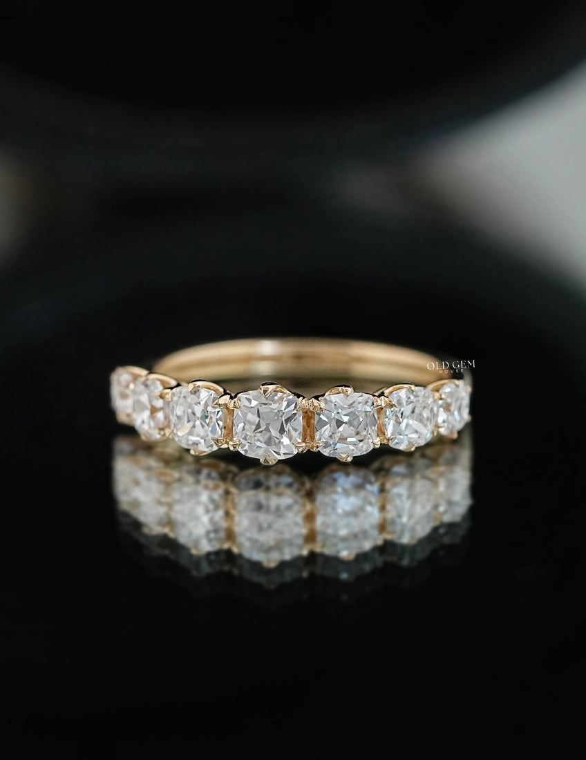 Old Mine Cut Half Eternity Band Wedding Band
