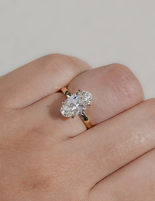 Old Mine Moval Cut Lab Diamond Hidden Halo Ring