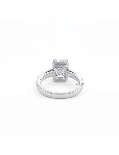 Mid Century Old Mine Emerald Cut Solitaire Ring Engagement Ring