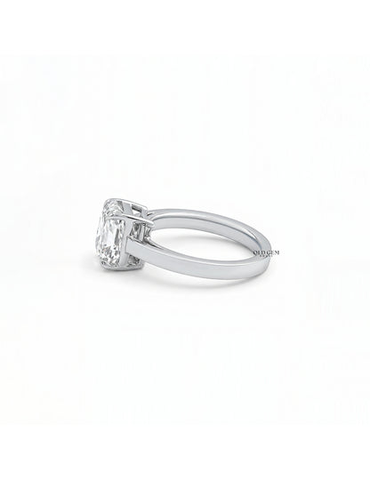 Mid Century Old Mine Emerald Cut Solitaire Ring Engagement Ring
