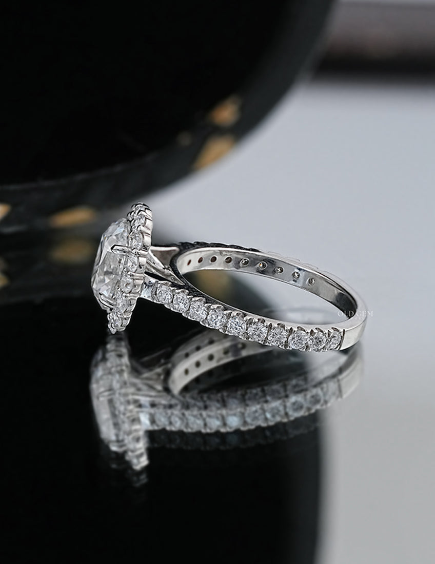 Old Mine Cut Halo Ring Engagement Ring