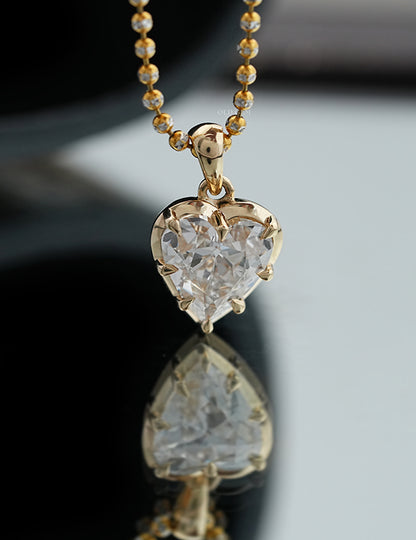 Old Mine Heart Bezel Setting Pendant Necklaces