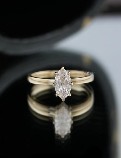 Old Mine Moval Solitaire Ring Engagement Ring