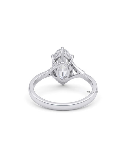 Mid Century Old Mine Moval Lab Split Shank Accent Ring Engagement Ring