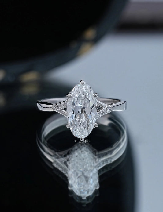 Old Mine Moval Accent Ring Engagement Ring