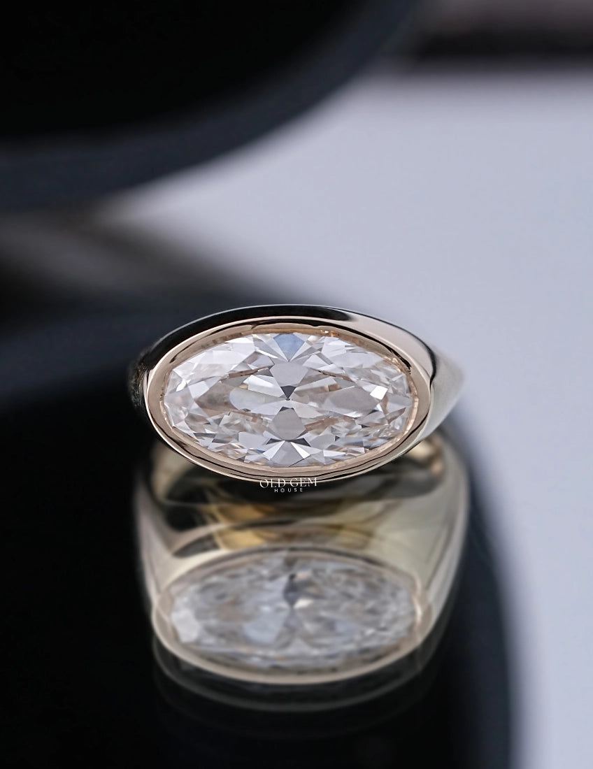 Old Mine Moval Bezel Setting Ring Men's Jewelry