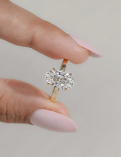 Old Mine Moval Cut Lab Diamond Hidden Halo Ring