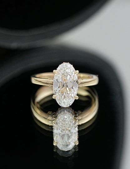 Old Mine Moval Cut Lab Diamond Hidden Halo Ring