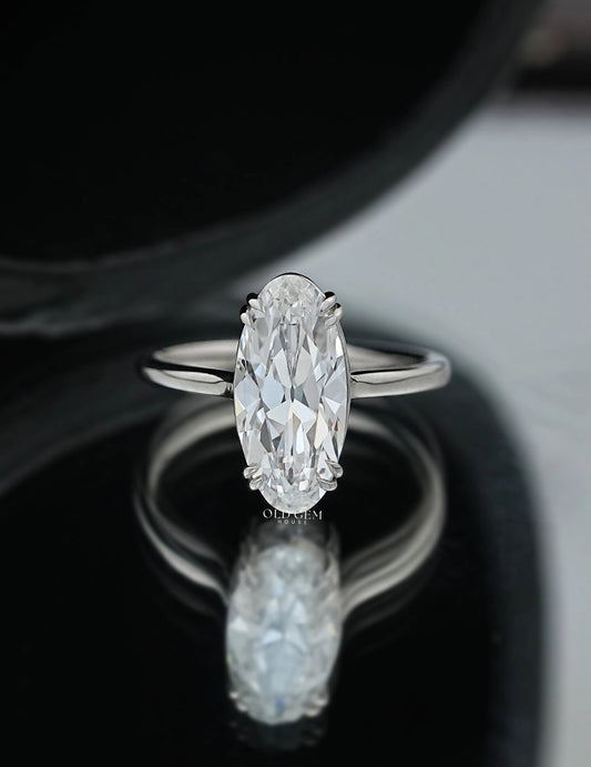 Old Mine Moval Diamond Ring Engagement Ring