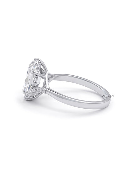 Mid Century Old Mine Moval Lab Split Shank Accent Ring Engagement Ring