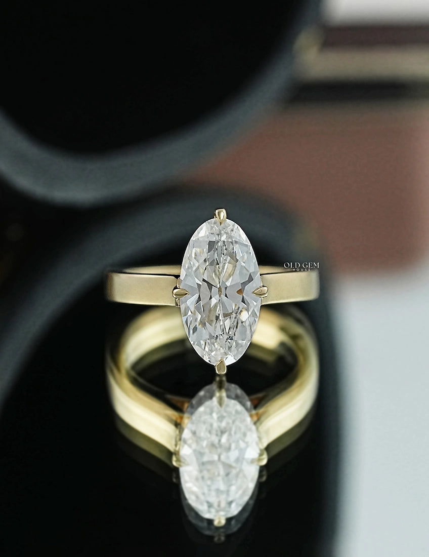 Old Mine Moval Lab Diamond Solitaire Ring Lab Grown Diamond