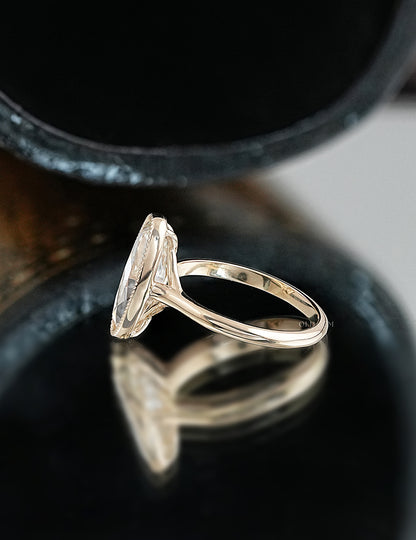 Old Mine Moval Milgrain Set Ring Engagement Ring