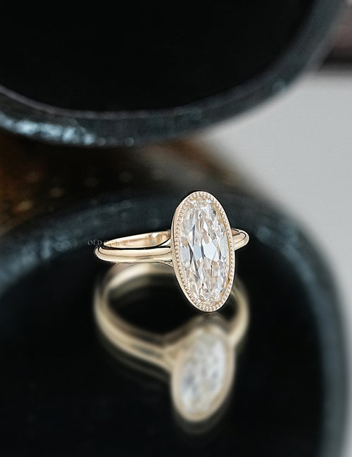 Mid Century Old Mine Moval Cut Engagement Ring
