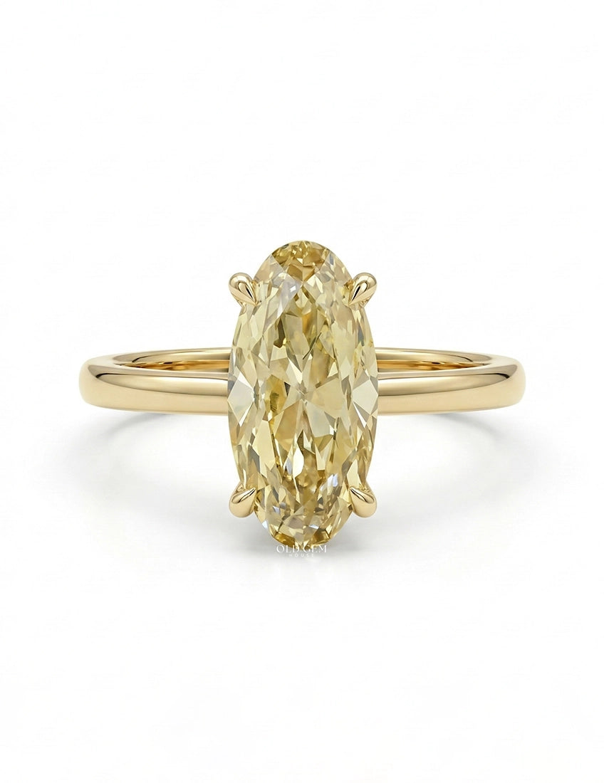 Old Mine Moval Shape Lab Diamond Solitaire Ring Engagement Ring