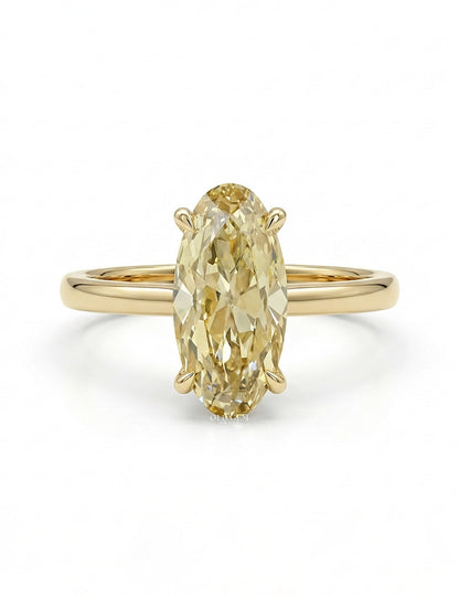 Old Mine Moval Shape Lab Diamond Solitaire Ring Engagement Ring