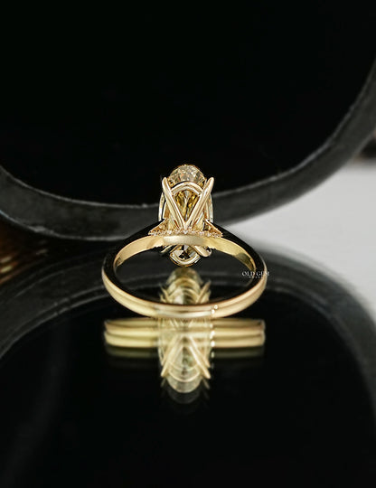 Old Mine Moval Shape Lab Diamond Solitaire Ring