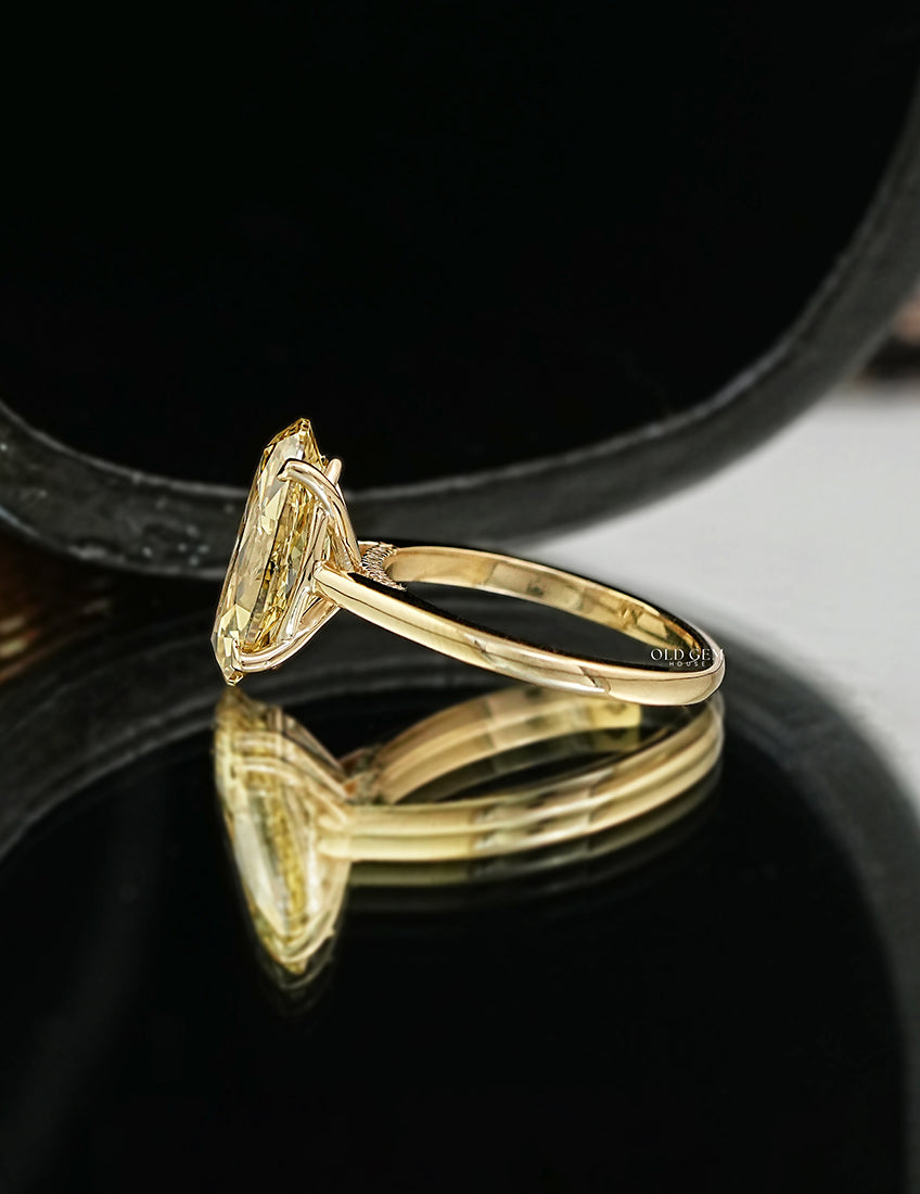 Old Mine Moval Shape Lab Diamond Solitaire Ring