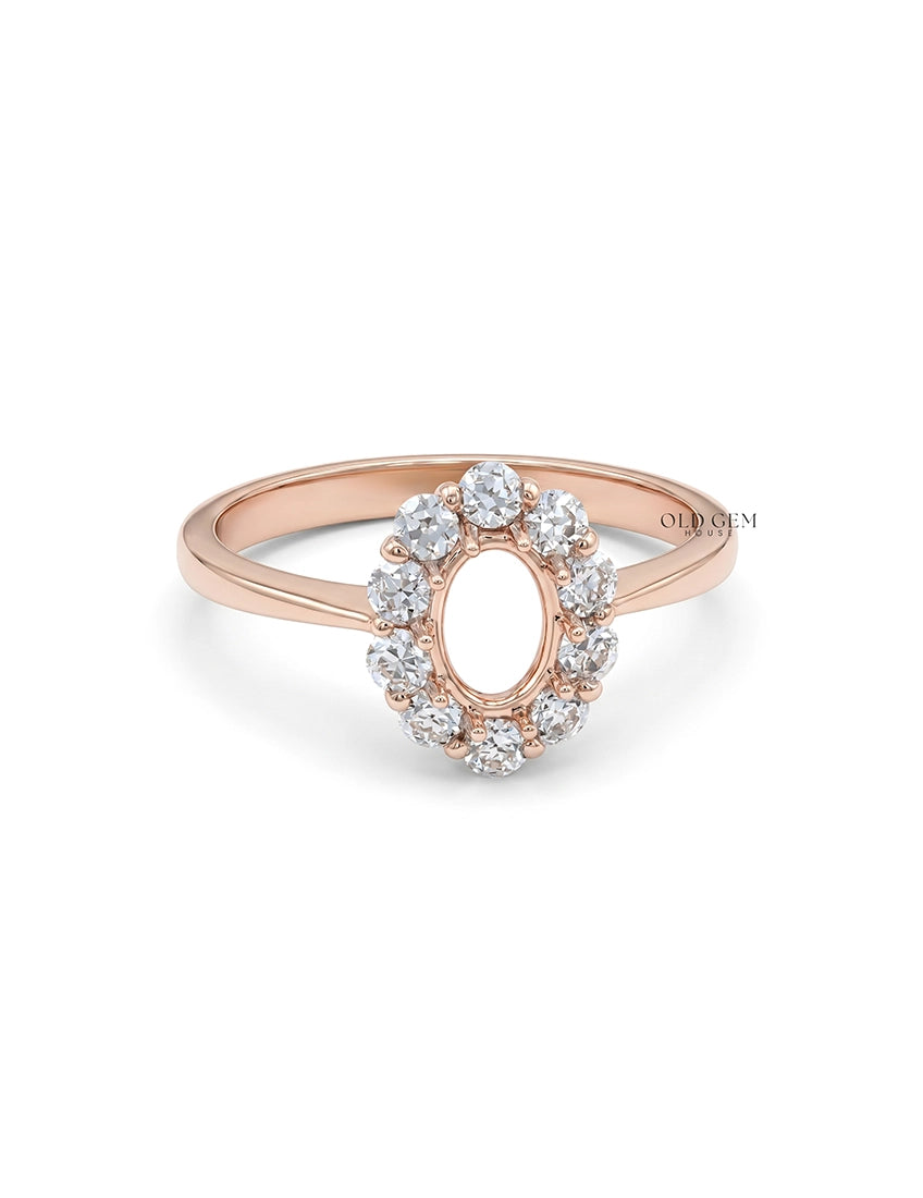 Oval Shape Halo Semi Mount Engagement Ring Engagement Ring