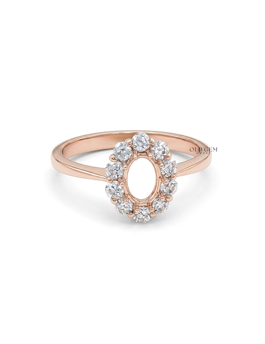 Oval Shape Halo Semi Mount Engagement Ring Engagement Ring